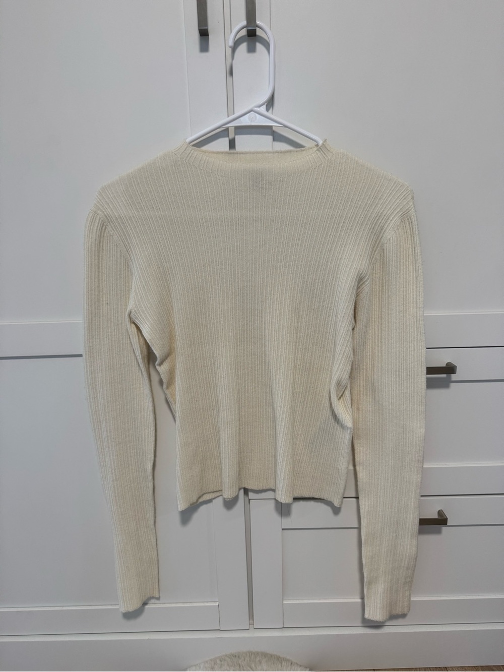 Only Cream Ribbed Long Sleeve Knit Top